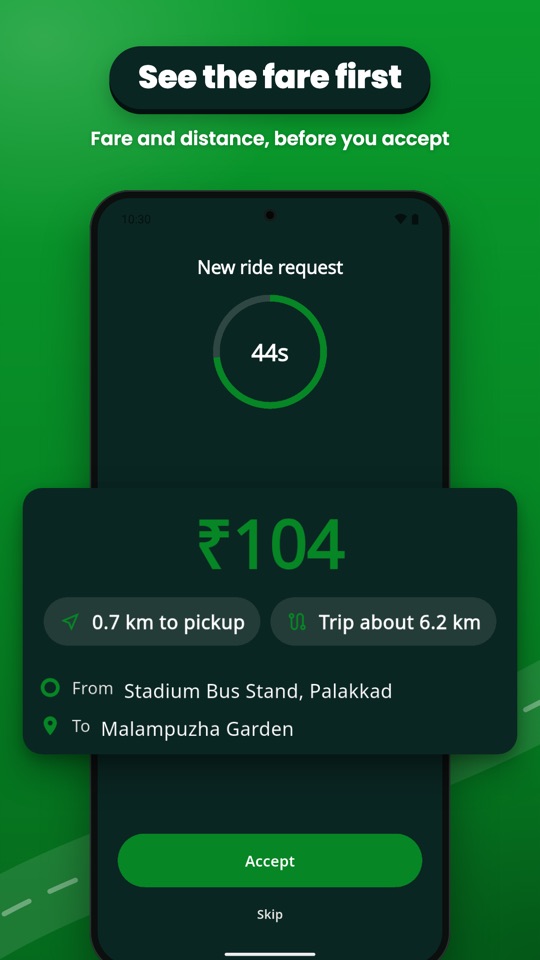See the fare before you accept